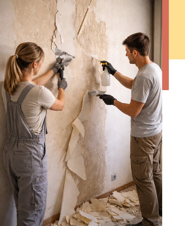 Снятие старых обоев в Нурлате от 5474 руб. под ключ недорого | ОТДЕЛОЧНИК-Нрт