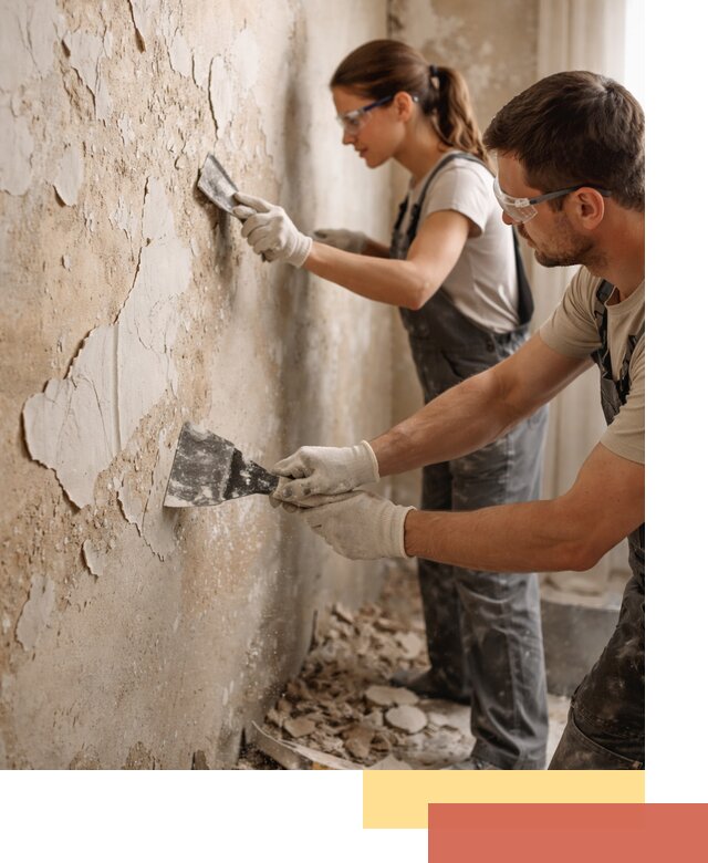 Снятие старой шпаклевки и подготовка поверхностей в Нурлате