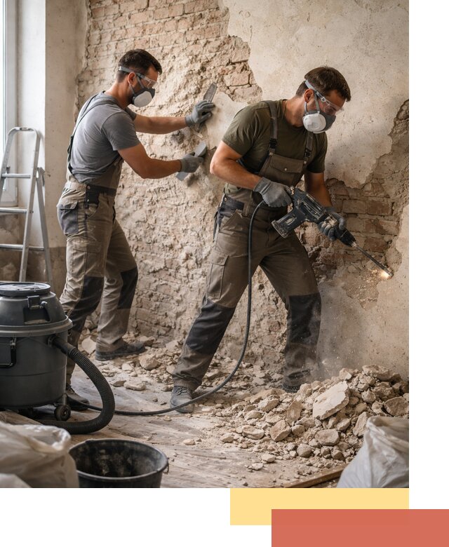 Демонтаж штукатурки со стен в Нурлате быстро и аккуратно