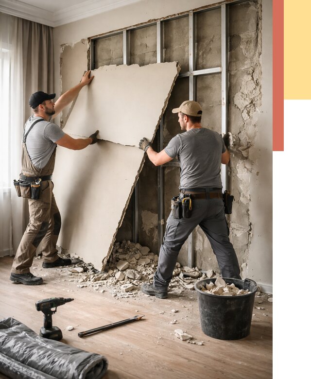 Демонтаж гипсокартона со стен в Нурлате от 365 руб. — услуги демонтажа | ОТДЕЛОЧНИК-Нрт