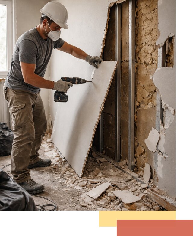 Демонтаж гипсокартона со стен в Нурлате качественно и быстро