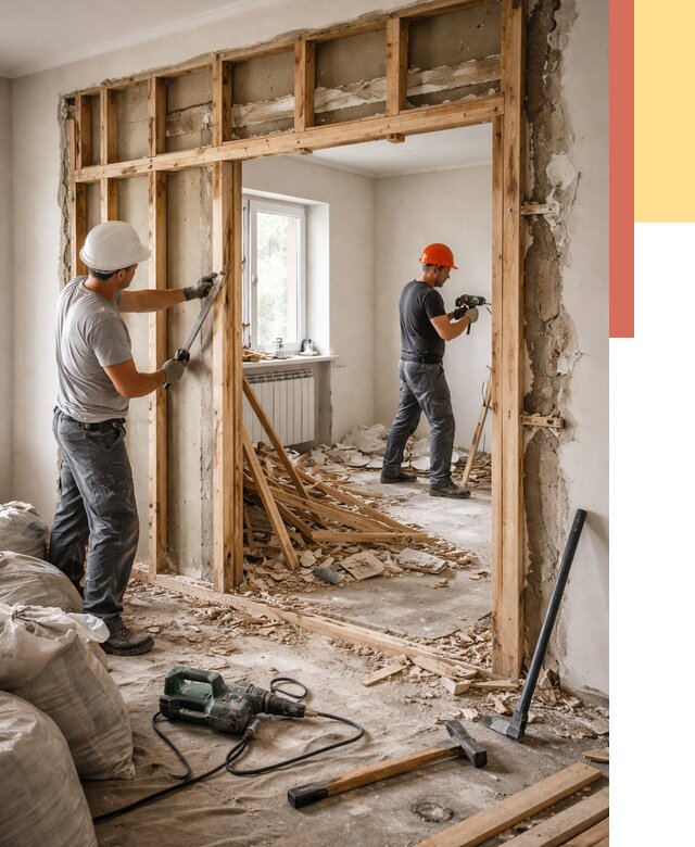 Демонтаж деревянных перегородок в Нурлате от 3337 руб. — быстро и недорого | ОТДЕЛОЧНИК-Нрт