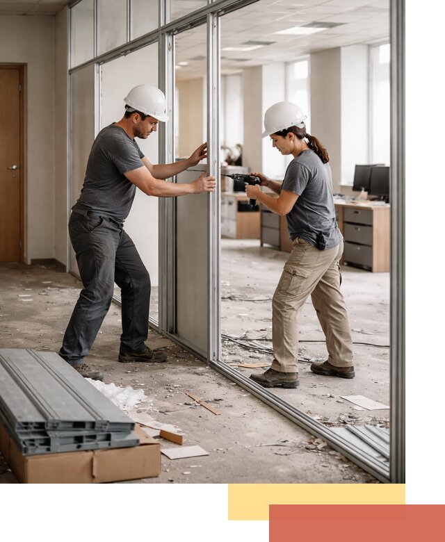 Демонтаж алюминиевых перегородок в Нурлате быстро и аккуратно