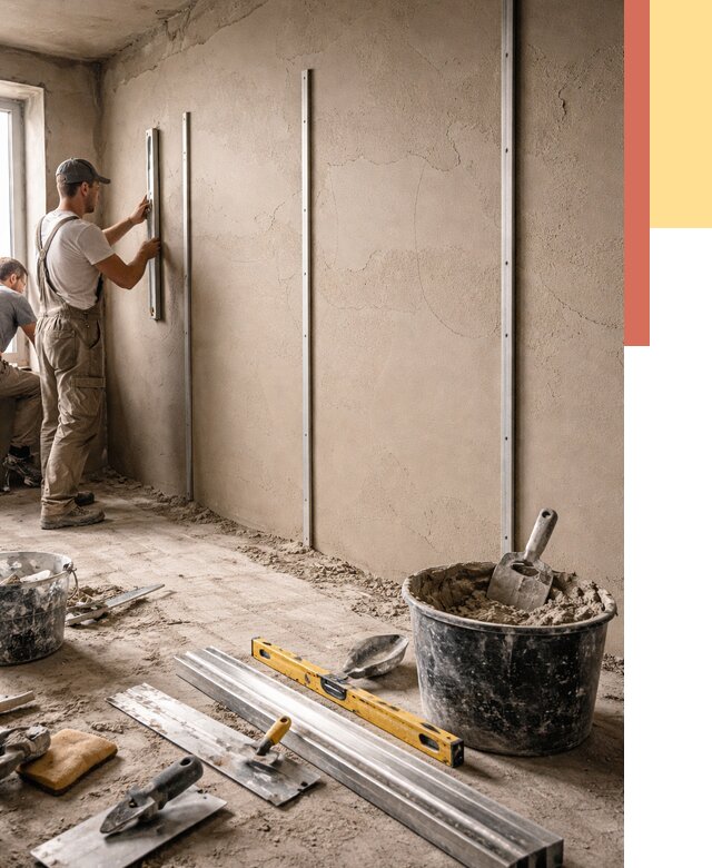 Штукатурка стен по маякам в Нурлате от 5735 руб./м² — выравнивание под ключ | ОТДЕЛОЧНИК-Нрт