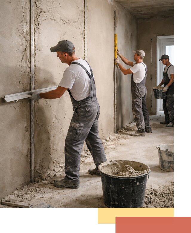 Штукатурка стен по маякам в Нурлате — точная и ровная поверхность