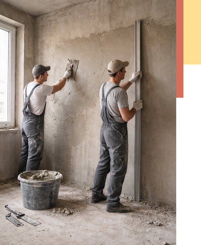 Штукатурка бетонных стен в Нурлате от 4692 руб/м² — качественно и быстро | ОТДЕЛОЧНИК-Нрт