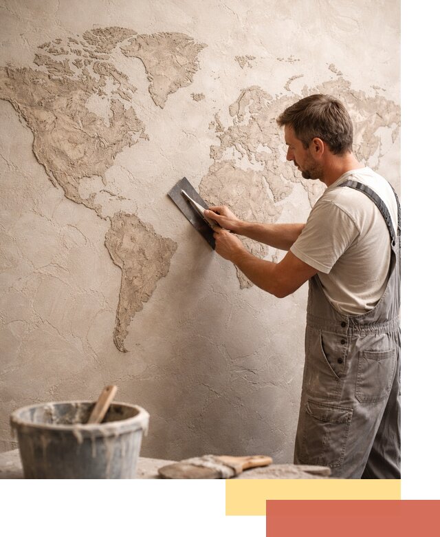 Декоративная штукатурка «Карта мира» под ключ в Нурлате