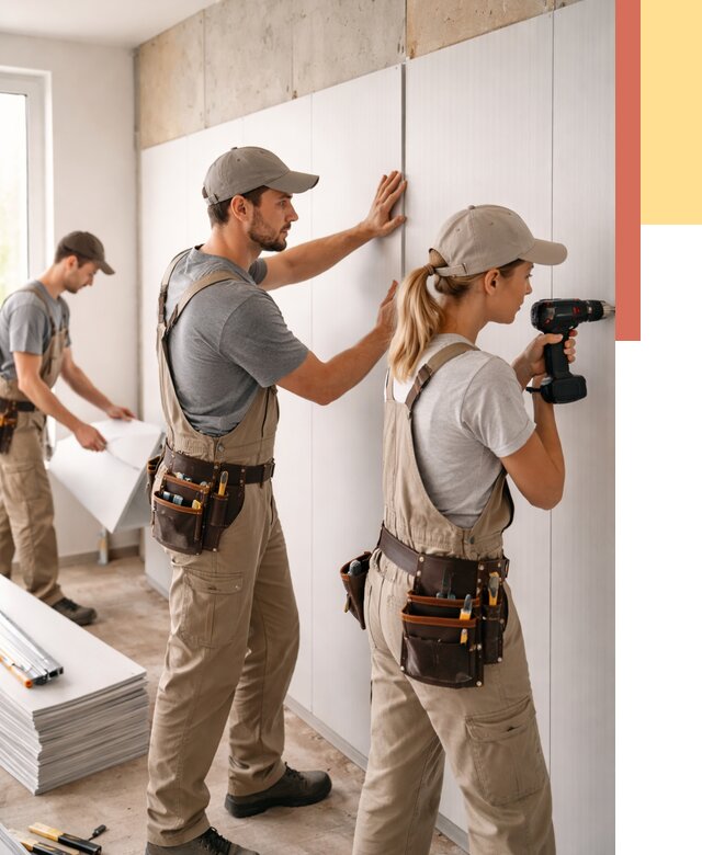 Монтаж ПВХ панелей на стены в Нурлате от 469 руб/м2 — быстро и недорого | ОТДЕЛОЧНИК-Нрт