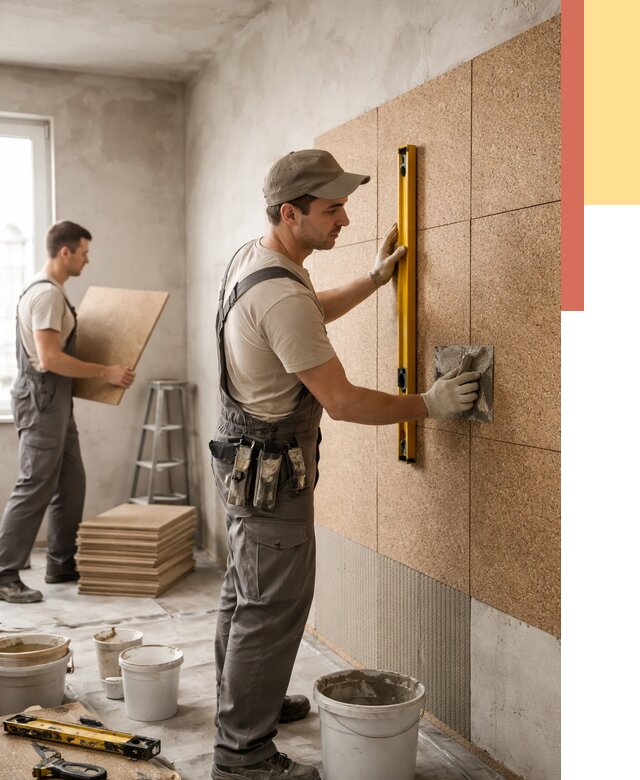 Монтаж пробковых панелей на стены в Нурлате от 3649 руб. — ОТДЕЛОЧНИК-Нрт