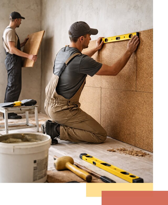 Монтаж пробковых панелей на стены в Нурлате быстро и качественно