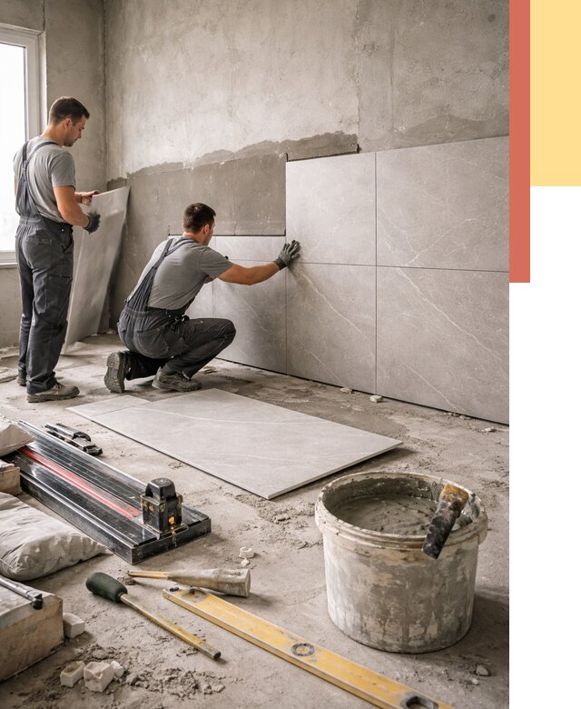 Облицовка стен керамогранитом в Нурлате от 4379 руб./м² — услуги под ключ | ОТДЕЛОЧНИК-Нрт