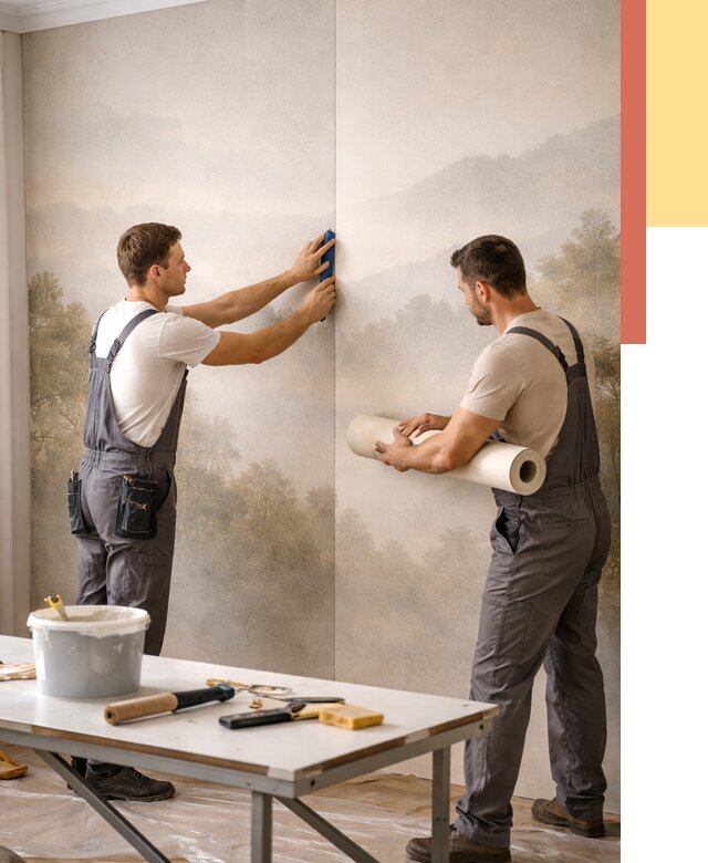 Поклейка фотообоев в Нурлате от 8863 руб/м² — быстро и недорого | ОТДЕЛОЧНИК-Нрт