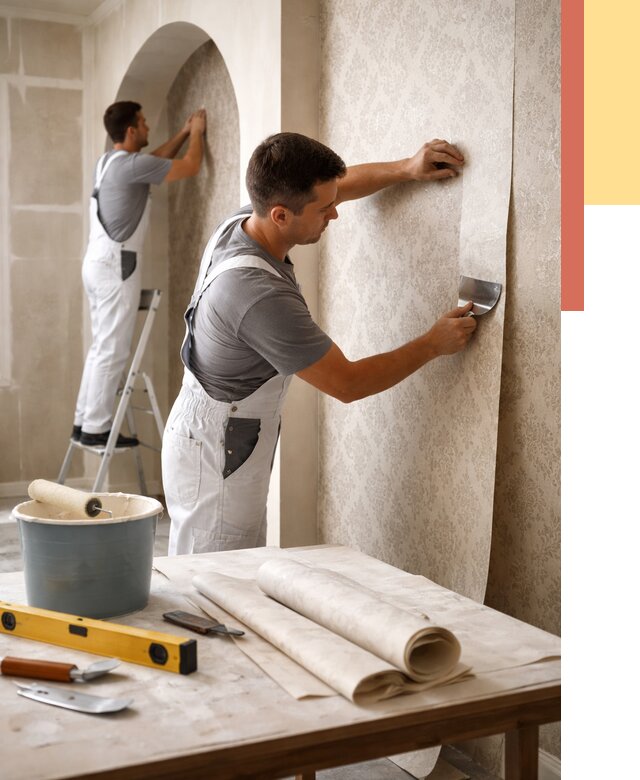 Поклейка обоев на сложные стены в Нурлате от 2920 руб. под ключ | ОТДЕЛОЧНИК-Нрт