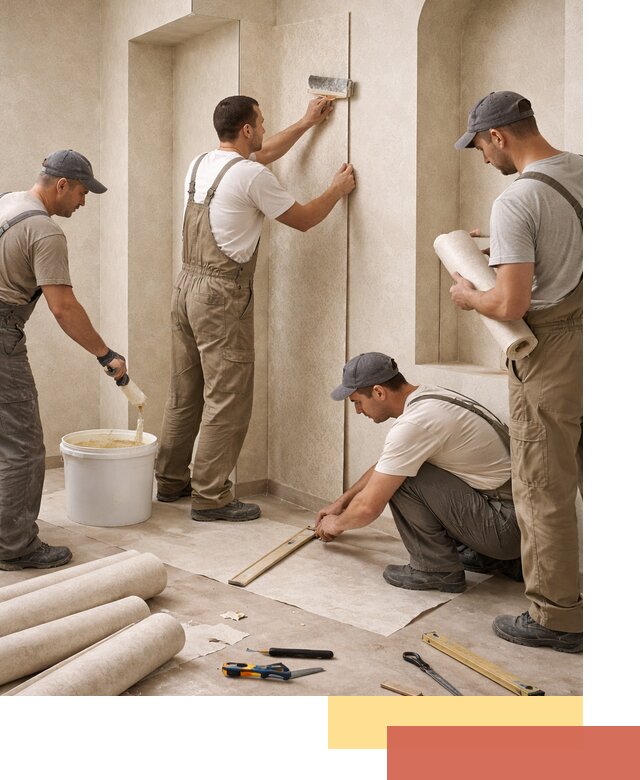 Поклейка обоев на сложные стены и неровные поверхности в Нурлате