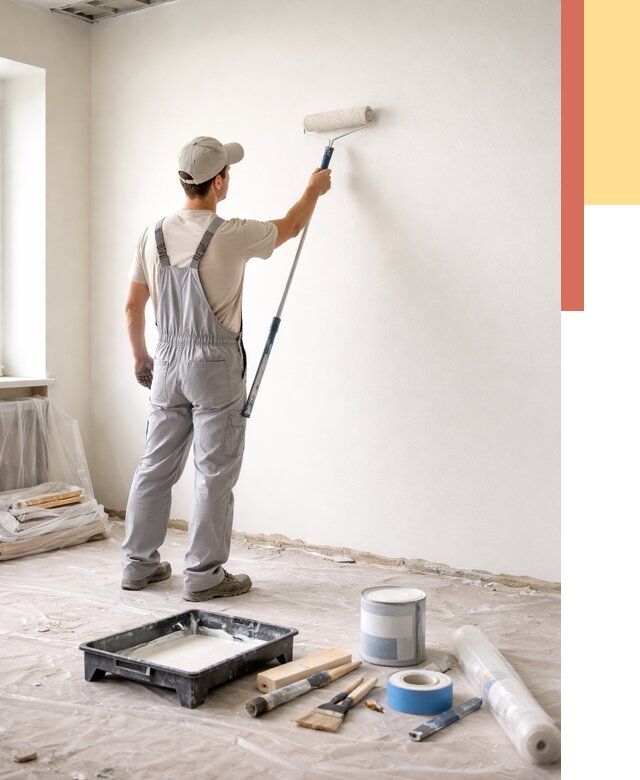 Покраска стен водоэмульсионной краской в Нурлате от 469 руб. за м² | ОТДЕЛОЧНИК-Нрт