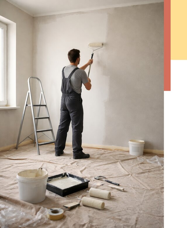 Покраска стен моющейся краской в Нурлате от 365 руб./м² — быстро и недорого | ОТДЕЛОЧНИК-Нрт