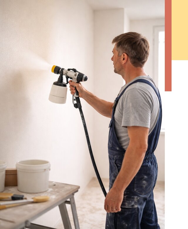 Покраска стен краскопультом в Нурлате от 7820 руб. — механизированная покраска | ОТДЕЛОЧНИК-Нрт