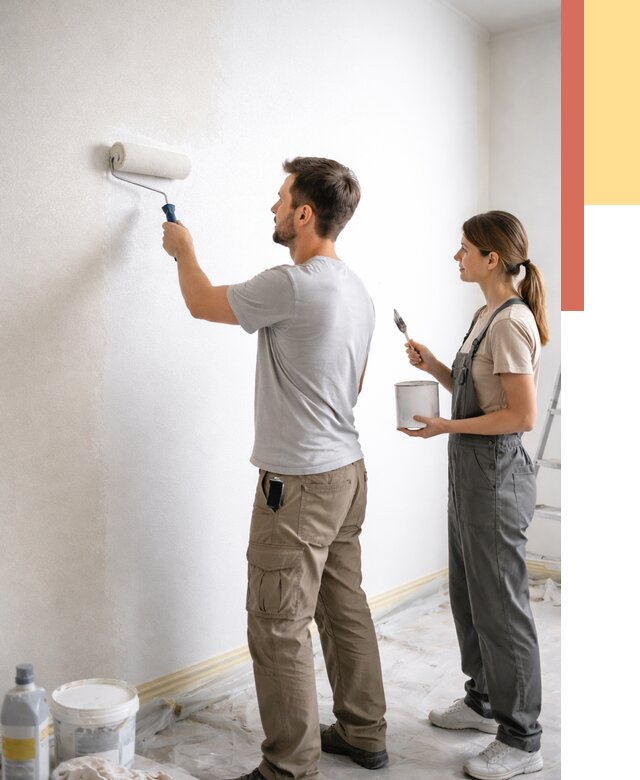 Окраска стен по стеклохолсту в Нурлате от 4692 руб/м² под ключ | ОТДЕЛОЧНИК-Нрт