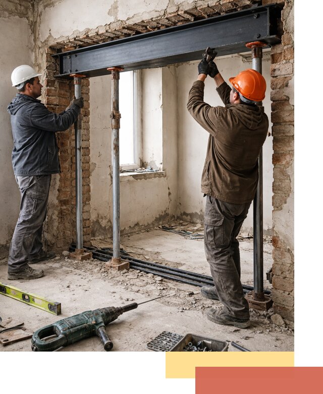 Усиление проема в стене в Нурлате для расширения и безопасности