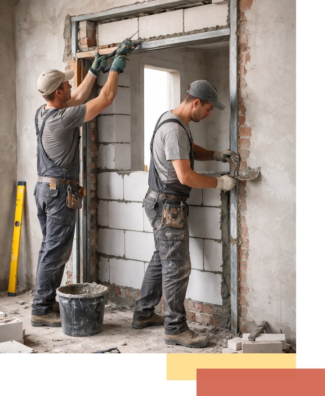 Закладка дверного проема под ключ в Нурлате: демонтаж, монтаж, отделка