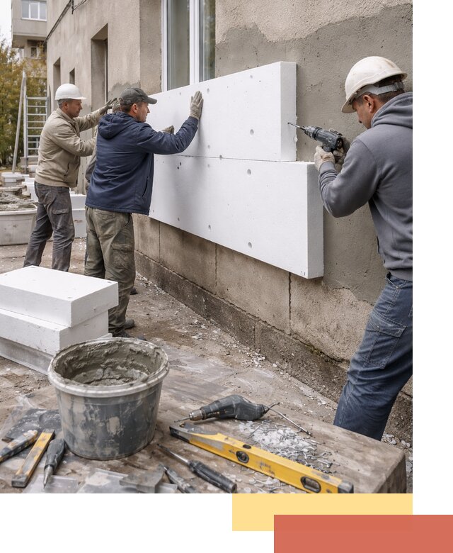 Утепление наружных стен пенопластом в Нурлате