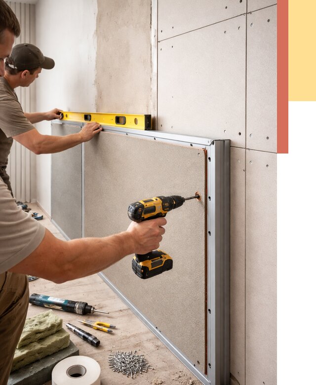 Шумоизоляция стен панелями ЗИПС в Нурлате от 2294 руб./м² под ключ | ОТДЕЛОЧНИК-Нрт