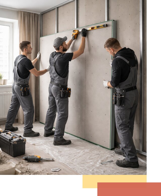 Шумоизоляция стен панелями ЗИПС в Нурлате для жилых и коммерческих помещений