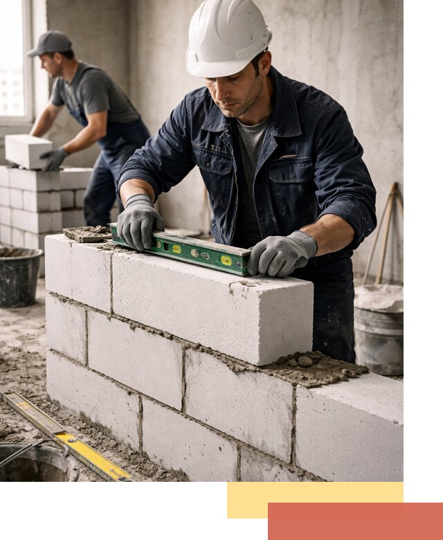 Кладка перегородок из пеноблока под ключ в Нурлате