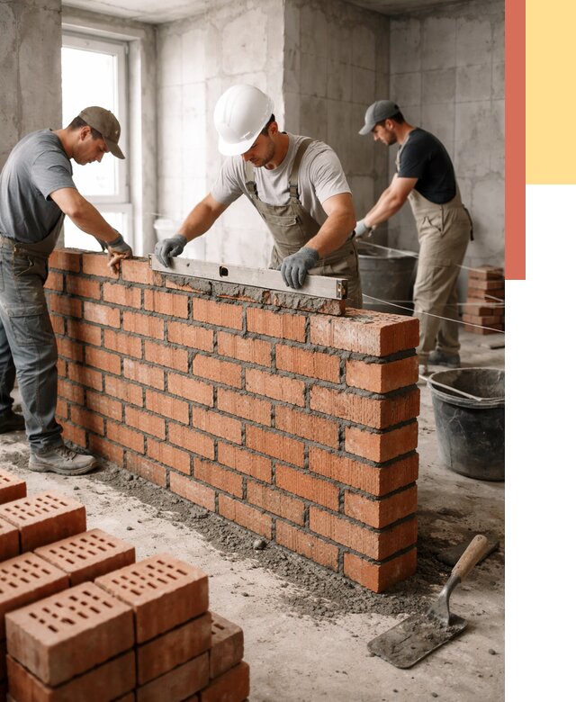 Кладка перегородок из кирпича в Нурлате от 3649 руб. за м² | ОТДЕЛОЧНИК-Нрт