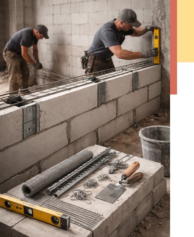 Армирование кладки перегородок в Нурлате от 782 руб. под ключ | ОТДЕЛОЧНИК-Нрт