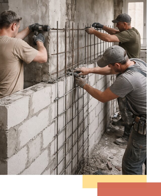 Армирование кладки перегородок в Нурлате профессионально и надёжно
