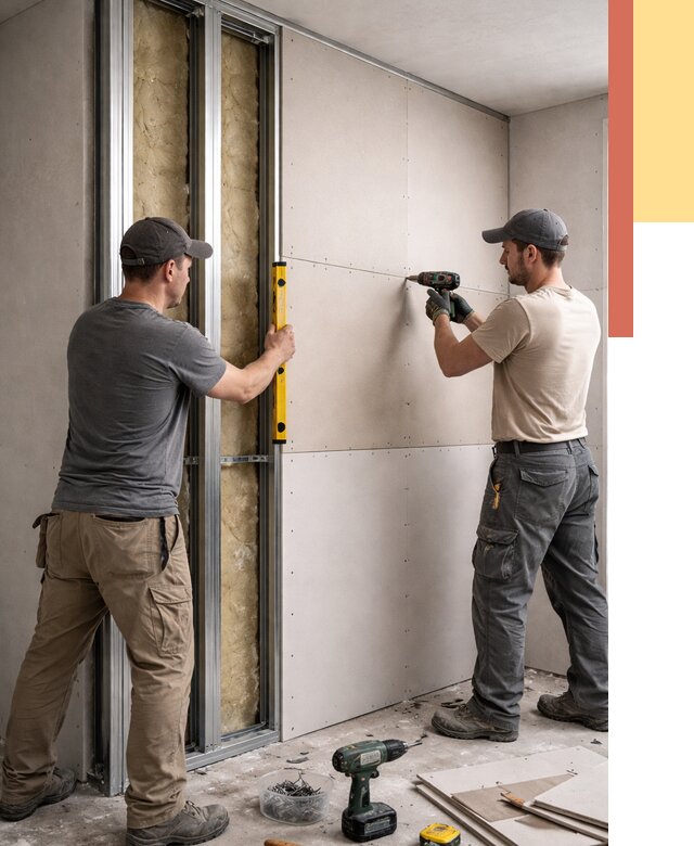 Монтаж двухслойной перегородки из гипсокартона в Нурлате от 1512 руб. | ОТДЕЛОЧНИК-Нрт