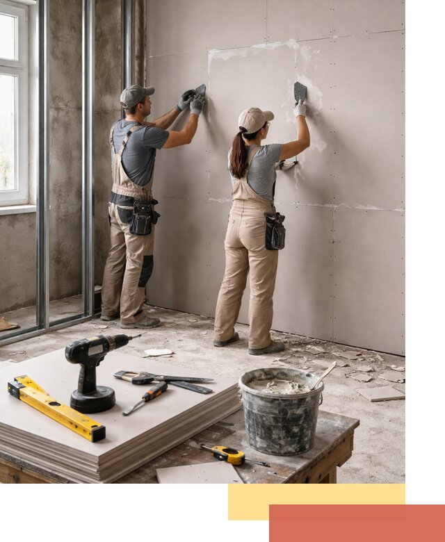 Монтаж двухслойной перегородки из гипсокартона в Нурлате