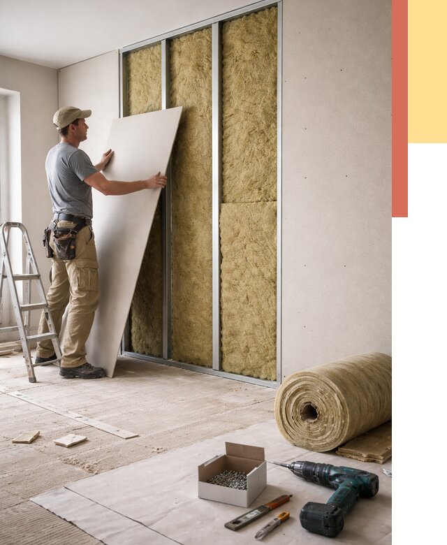 Перегородка из гипсокартона с шумоизоляцией в Нурлате от 3253 руб. | ОТДЕЛОЧНИК-Нрт