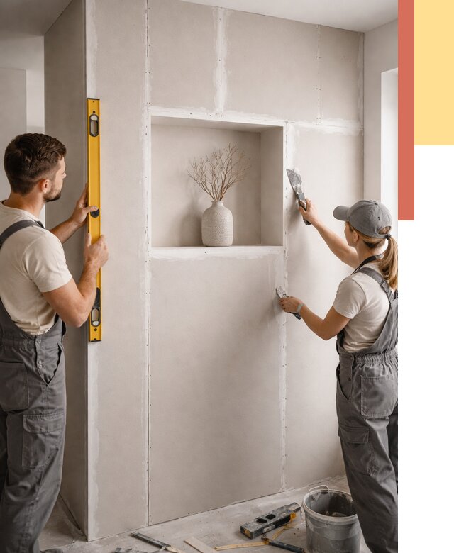 Перегородка из гипсокартона с нишей в Нурлате от 3389 руб. под ключ | ОТДЕЛОЧНИК-Нрт