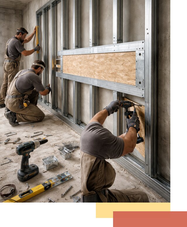 Усиленная перегородка для крепления тяжёлых конструкций в Нурлате