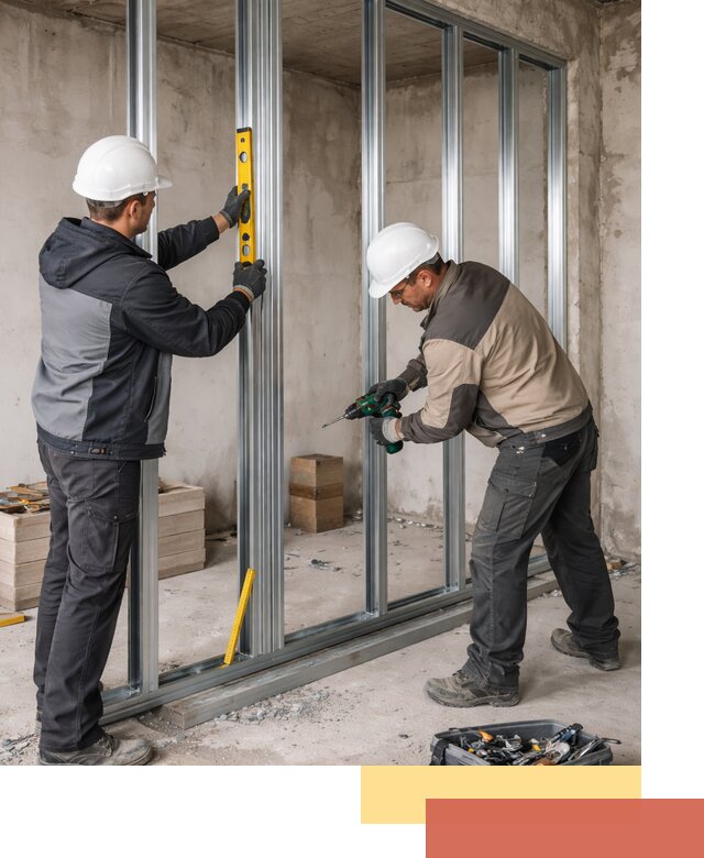 Монтаж каркаса перегородки из профиля в Нурлате