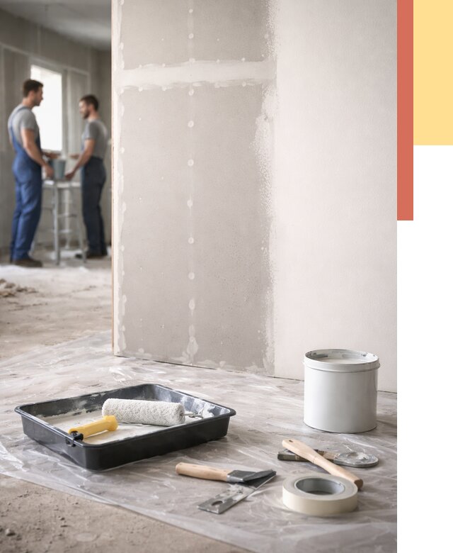 Покраска перегородок из гипсокартона в Нурлате от 4692 руб. под ключ | ОТДЕЛОЧНИК-Нрт