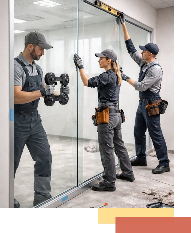 Профессиональный монтаж стеклянных перегородок в Нурлате