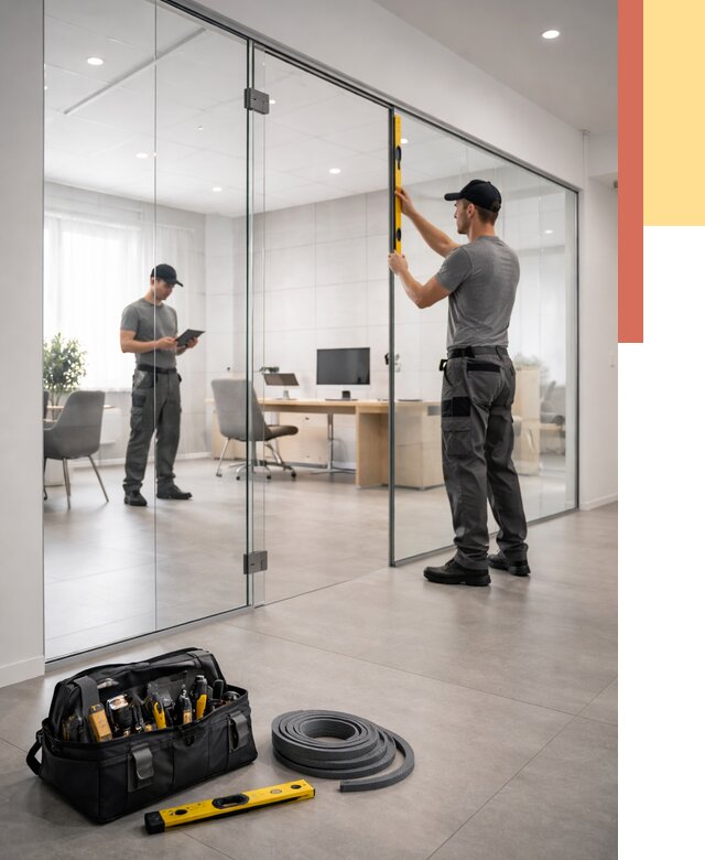 Цельностеклянные перегородки под ключ в Нурлате от 9906 руб. — монтаж и цены | ОТДЕЛОЧНИК-Нрт