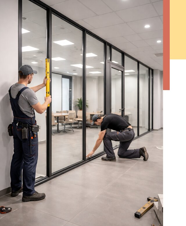 Каркасные стеклянные перегородки в Нурлате под ключ от 9593 руб. | ОТДЕЛОЧНИК-Нрт