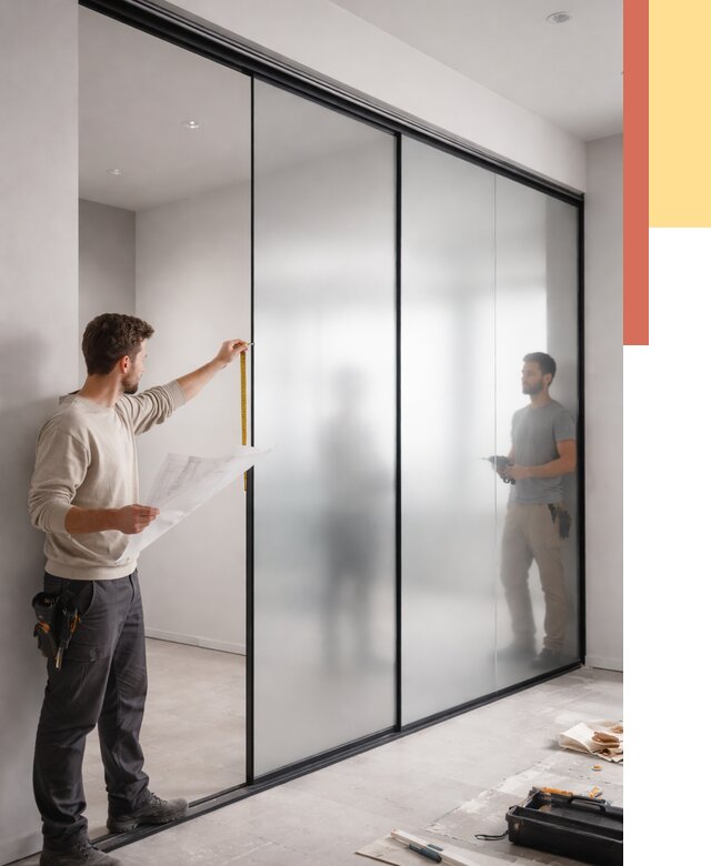 Матовые стеклянные перегородки в Нурлате от 8863 руб. — монтаж и установка | ОТДЕЛОЧНИК-Нрт