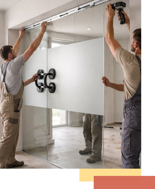 Матовые стеклянные перегородки под ключ в Нурлате