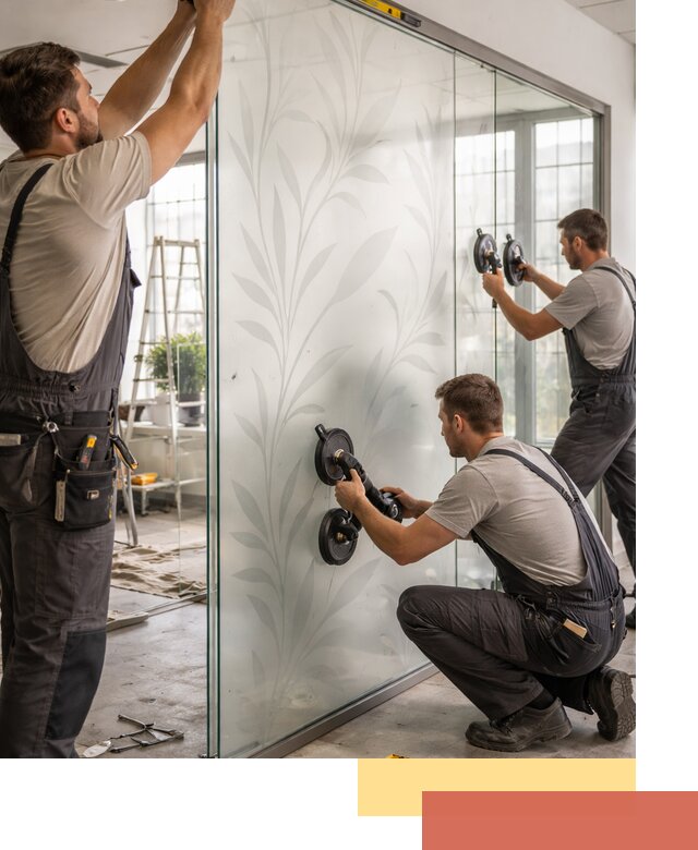 Стеклянные перегородки с рисунком на заказ в Нурлате