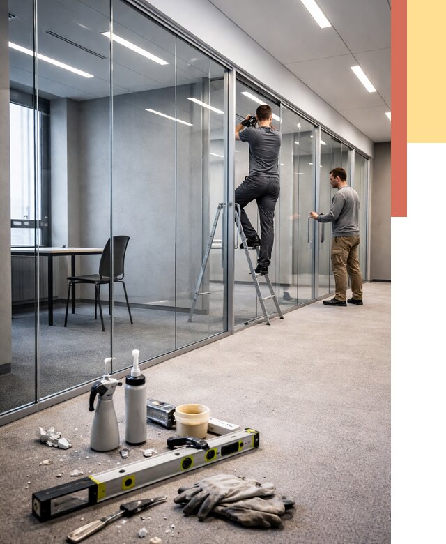 Стеклянные офисные перегородки в Нурлате от 8863 руб. — монтаж и установка | ОТДЕЛОЧНИК-Нрт