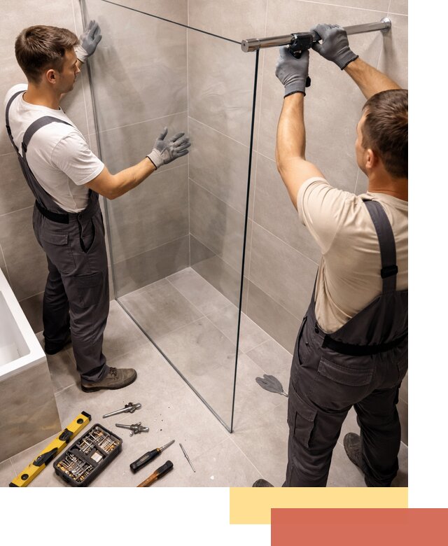 Стеклянные перегородки для душа в Нурлате — изготовление и монтаж