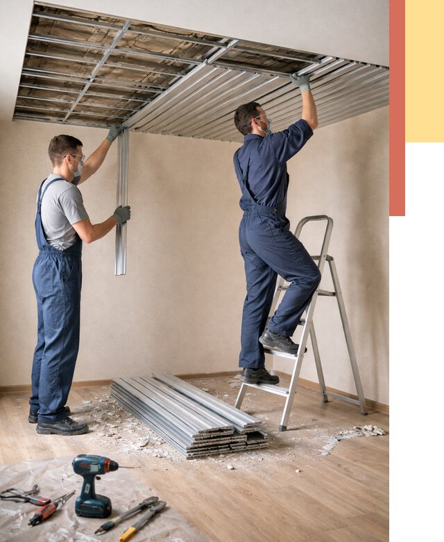 Демонтаж реечного потолка в Нурлате от 4692 руб. быстро и недорого | ОТДЕЛОЧНИК-Нрт