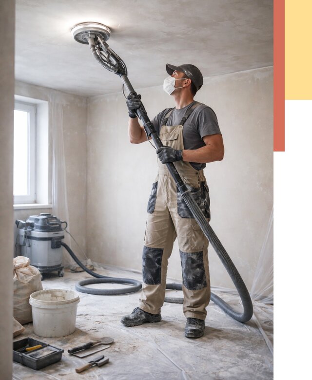 Шлифовка потолка в Нурлате от 3649 руб. — услуги шлифования потолка | ОТДЕЛОЧНИК-Нрт