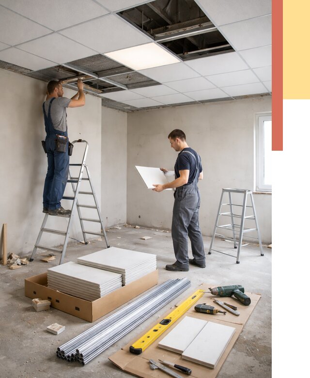 Монтаж потолка армстронг в Нурлате от 4692 руб/м2 — быстрая установка под ключ | ОТДЕЛОЧНИК-Нрт