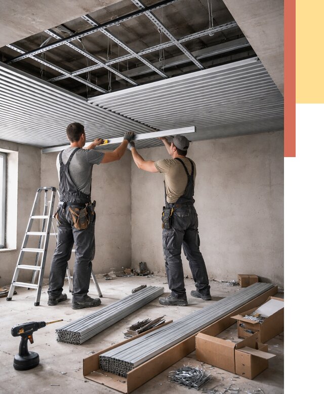 Монтаж реечного потолка в Нурлате от 4692 руб. под ключ | ОТДЕЛОЧНИК-Нрт